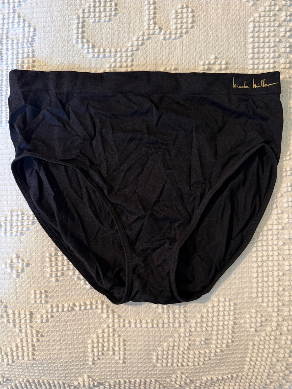 Nicole Miller Black Women's Brief Panty with Gold Script